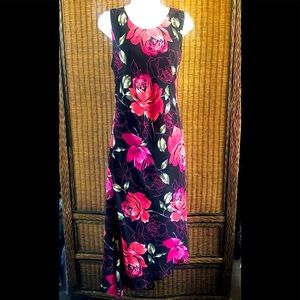 WILD THYME SLEEVELESS BLACK/PINK FLORAL DRESS. Sz 10